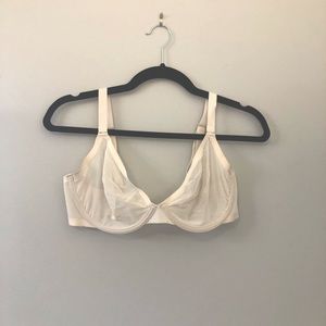 CUUP Bra 34E 34DD white mesh cup plunge bra